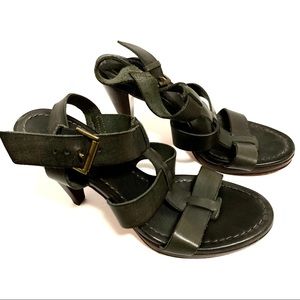 BODEN Leather Strappy Wood Stack Heeled Sandal